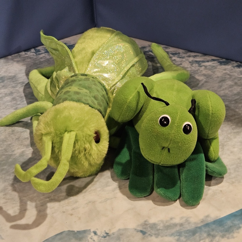 Petting Zoo Dragonfly Plush & Green Bug Finger Puppet Bundle Stuffed Animal Lot - Picture 2 of 14